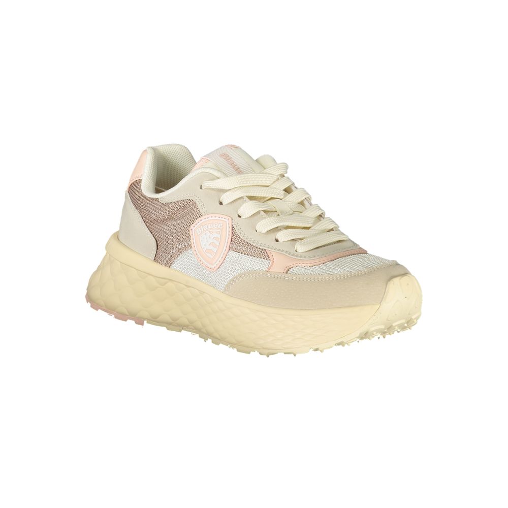 Blauer Beige Polyester Sneaker