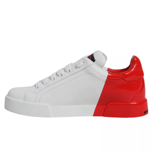 Dolce & Gabbana White Red Portofino Low Top Sneakers Shoes MV2222-41.5