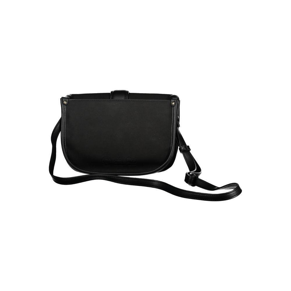 La Martina Black Polyethylene Handbag with adjustable shoulder strap, external and internal pockets, and logo.