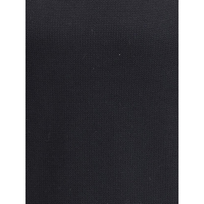 Textured fabric swatch of Roberto Collina Black Merino Wool Turtleneck showcasing ribbed material for refined elegance.