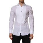 Dolce & Gabbana White Bib Cotton Poplin GOLD Men Formal Shirt TSH906886-39