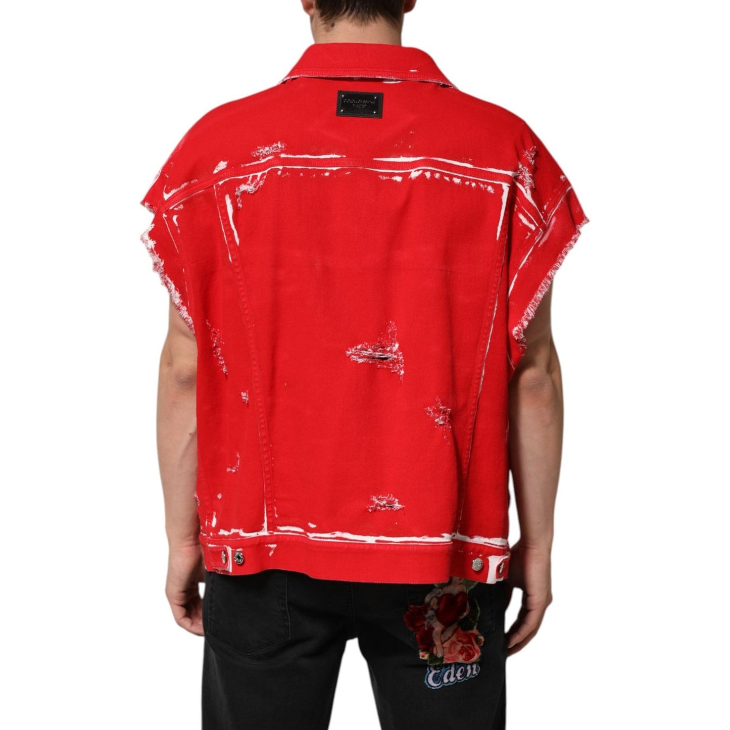 Dolce & Gabbana Red Sleeveless Logo Plaque Vest Jacket JKT41511-58