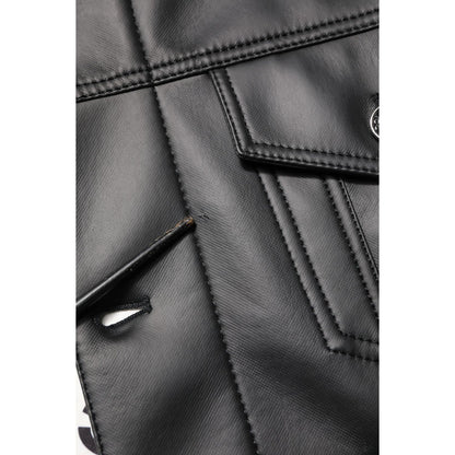 Dolce & Gabbana Black Polyester Button Down Biker Jacket