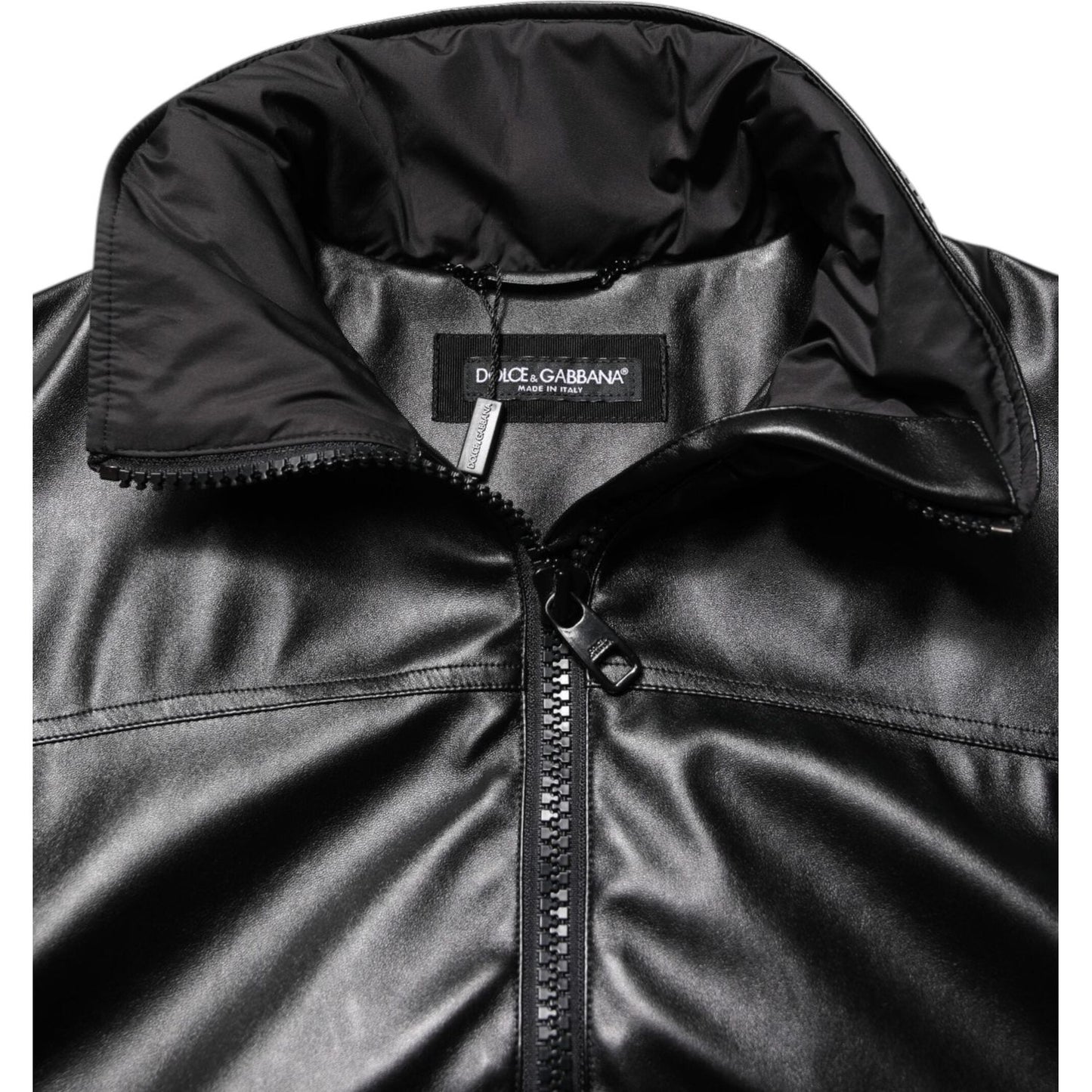 Dolce & Gabbana Black Polyester Logo Plaque Bomber Jacket