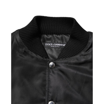 Dolce & Gabbana Black Polyester Logo Plaque Bomber Jacket