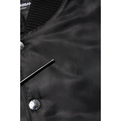 Dolce & Gabbana Black Polyester Logo Plaque Bomber Jacket