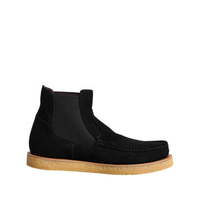 Dolce & Gabbana Black Calf Suede Slip On Ankle Boots Shoes