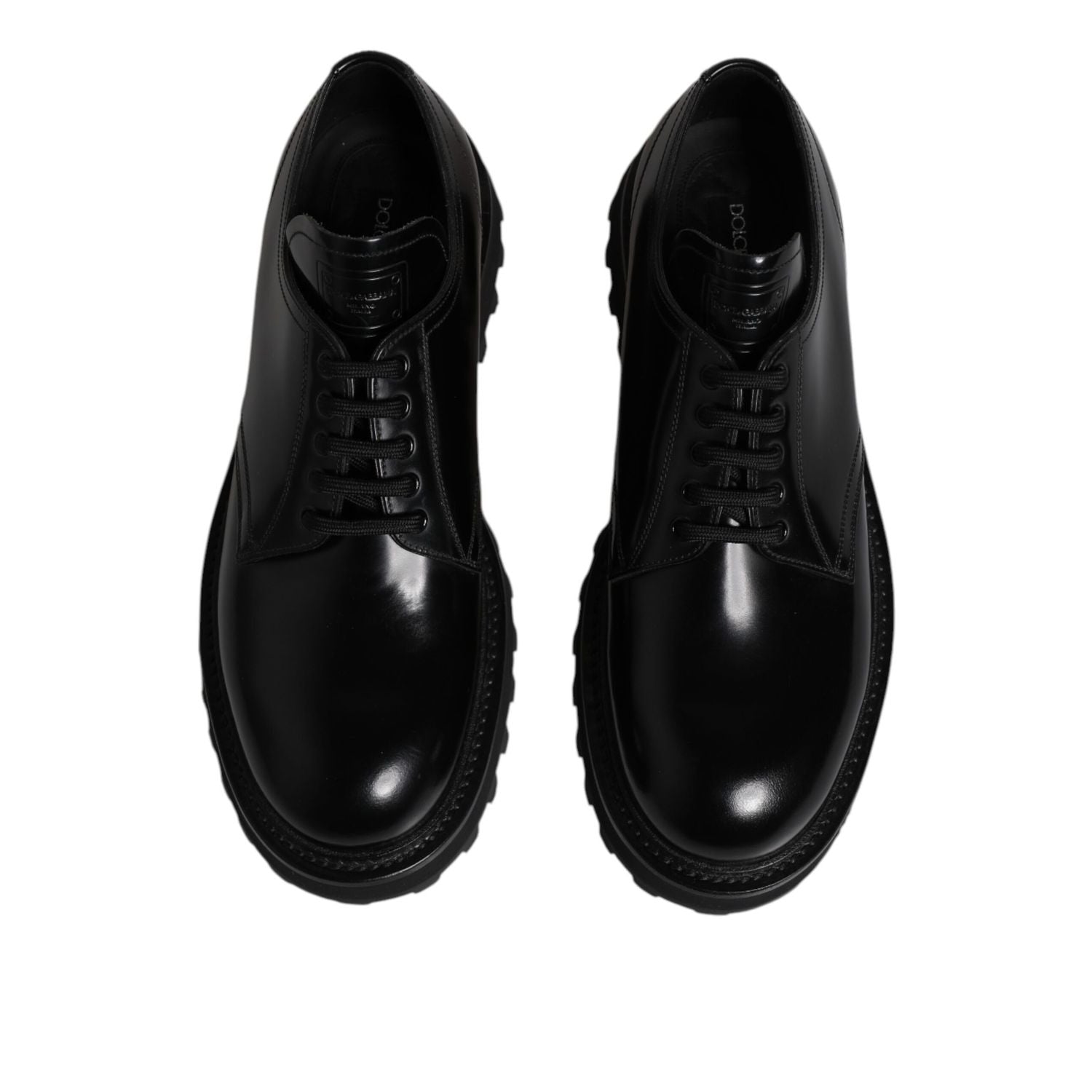 Dolce & Gabbana Black Leather Lace Up Trekking Dress Shoes