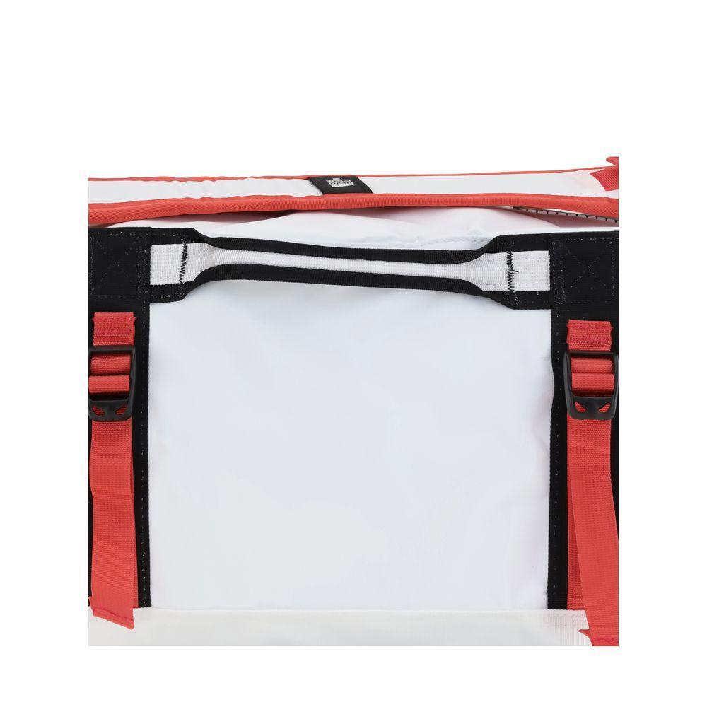 Front view with bag zipped and handles upright.