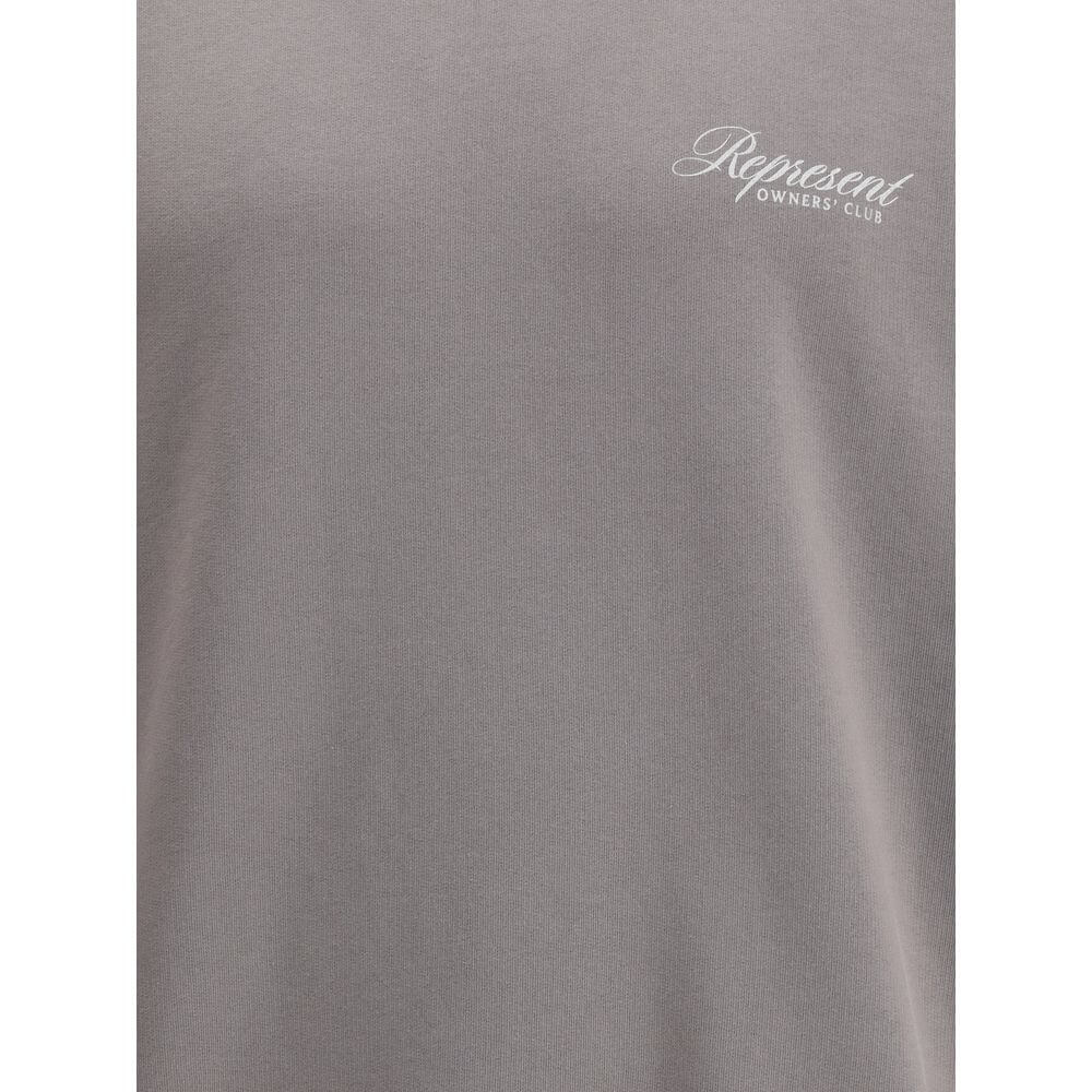 Represent Gray Cotton Sweatshirt with logo, showing crew neck and ribbed hem, perfect for urban casual looks with a modern style.