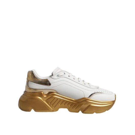 Dolce & Gabbana White Gold Daymaster Low Top Sneakers Shoes