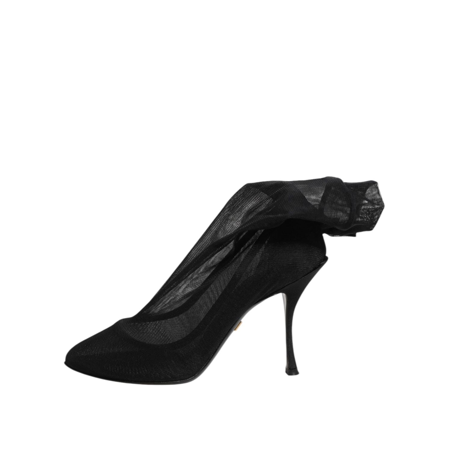 Dolce & Gabbana Black Silk Stretch Mesh Sock Boots Shoes