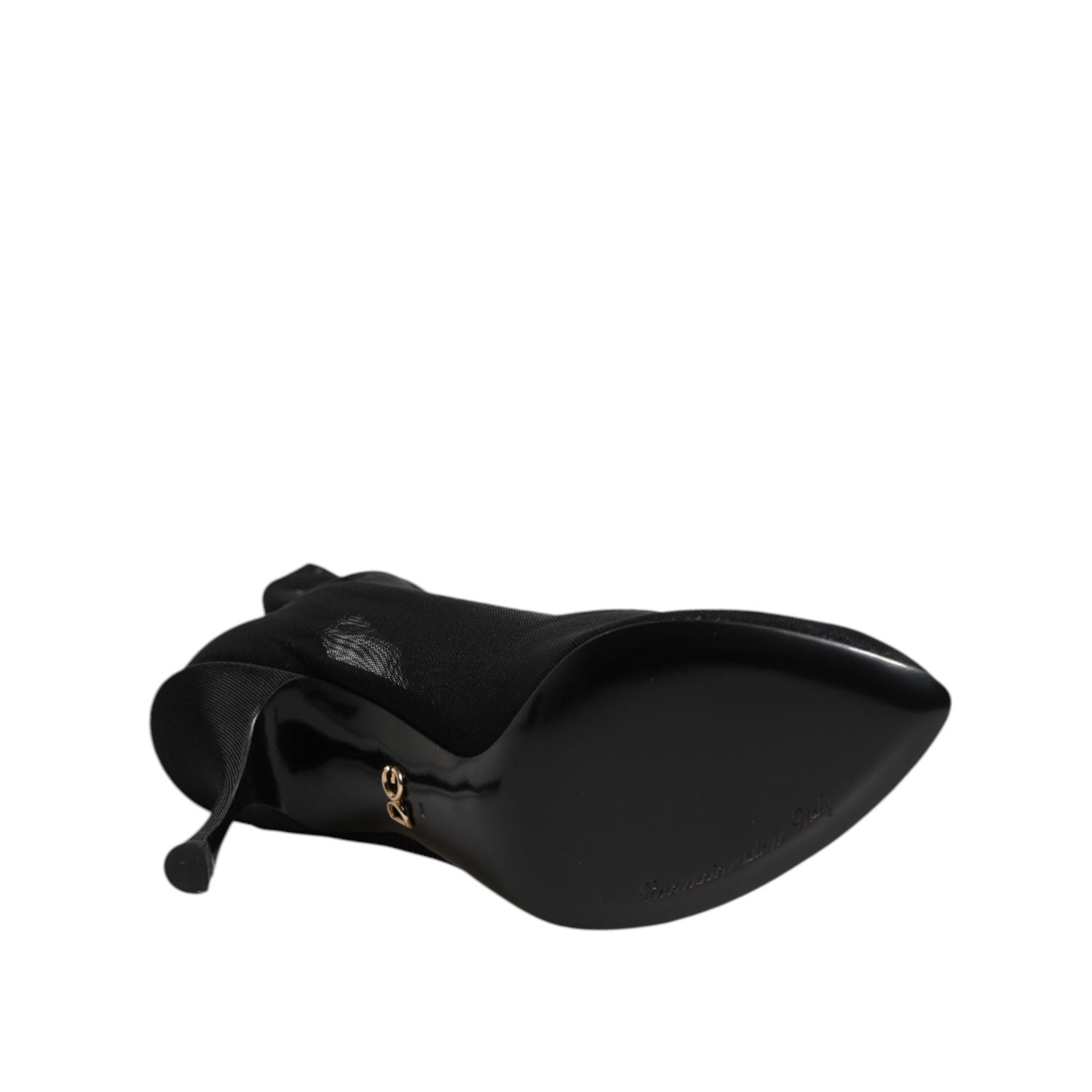 Dolce & Gabbana Black Silk Stretch Mesh Sock Boots Shoes
