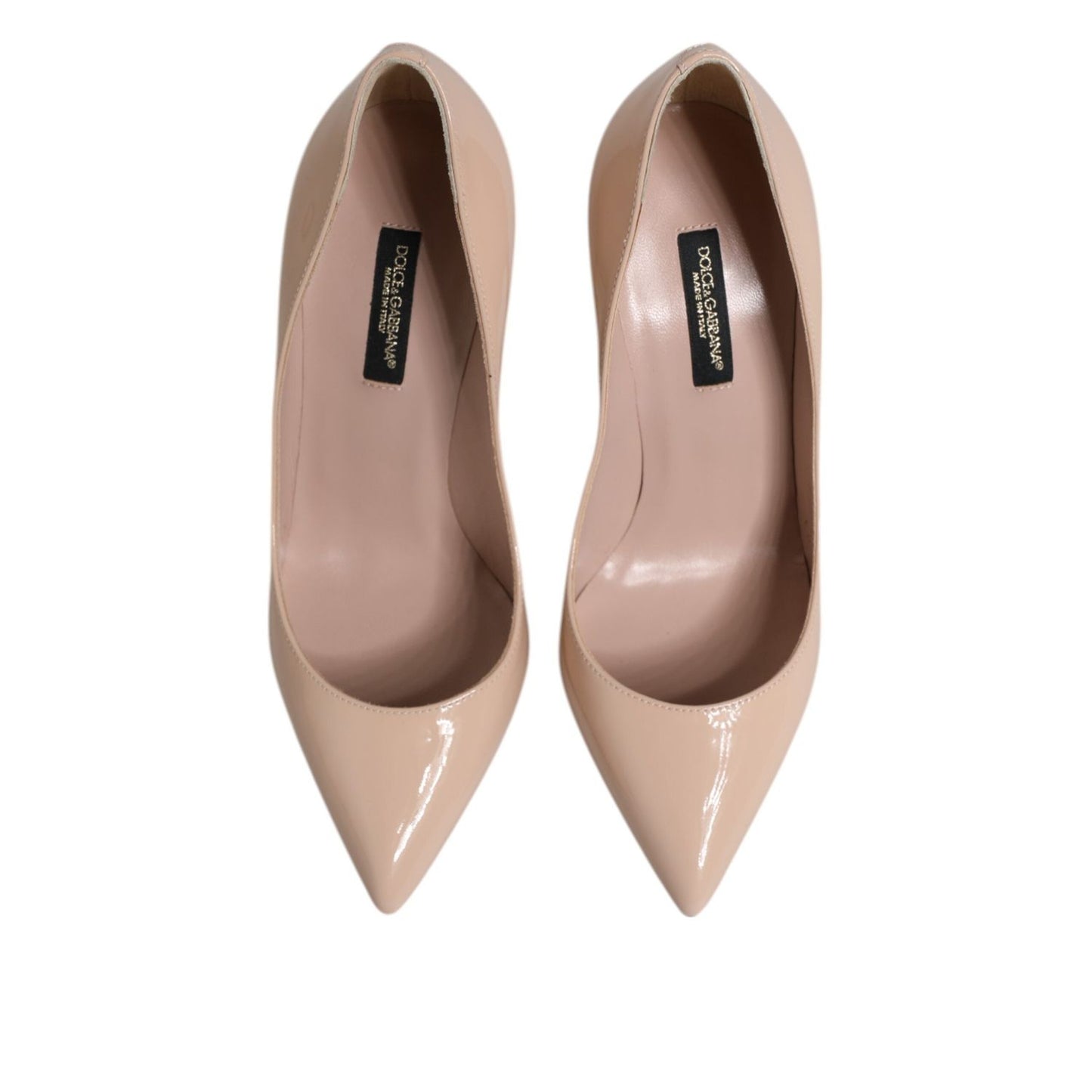 Dolce & Gabbana Beige Patent Leather Stiletto Heel Pumps Shoes LA12802-35