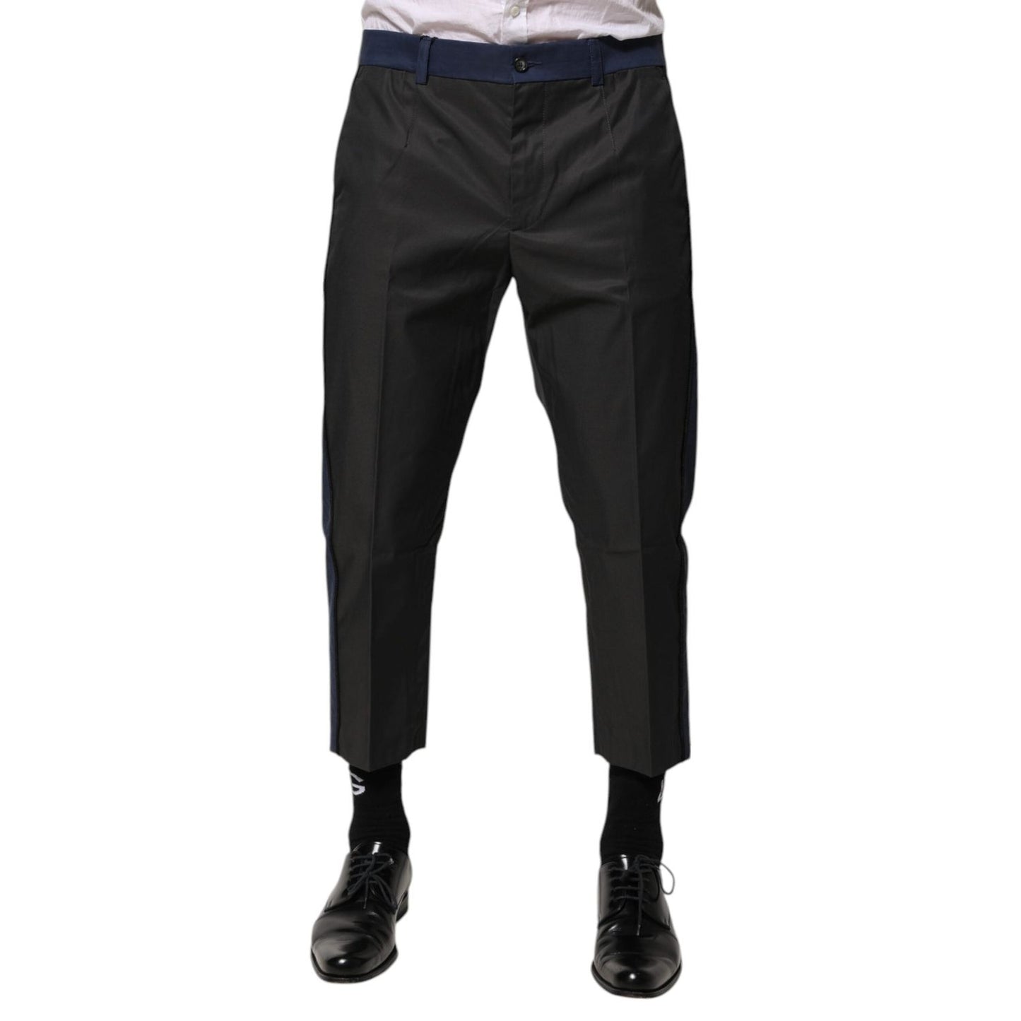 Dolce & Gabbana Gray Blue Cotton 3/4 Chinos Crop Trouser Pants