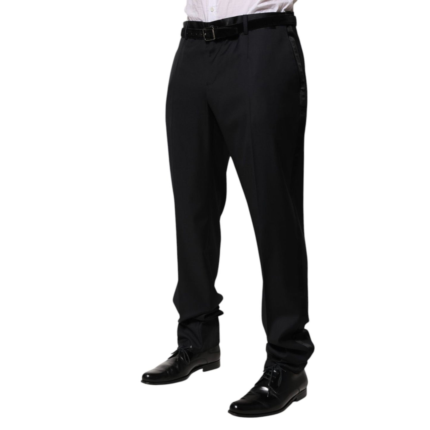 Dolce & Gabbana Black Wool Men Formal Dress Trouser Pants