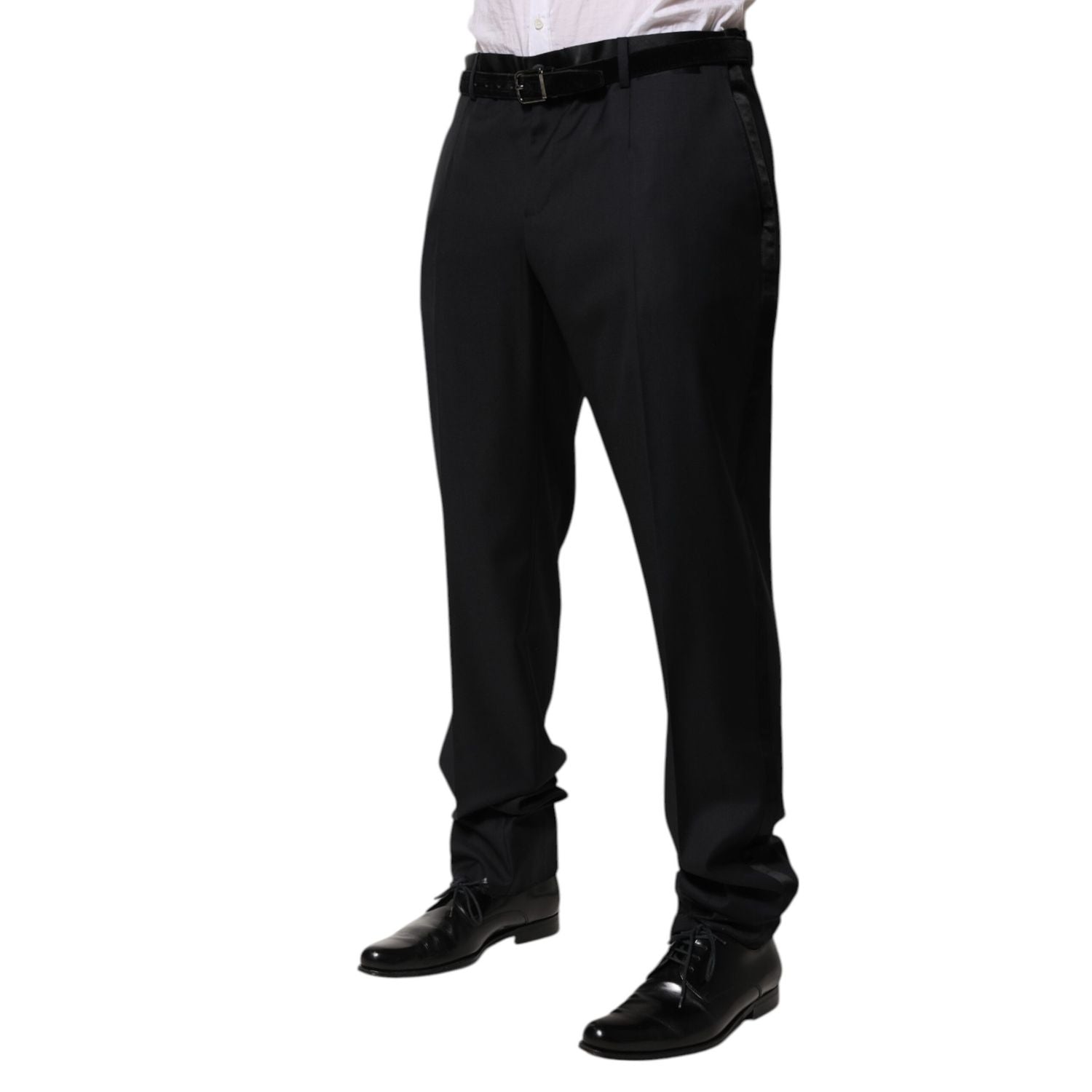 Dolce & Gabbana Black Wool Men Formal Dress Trouser Pants
