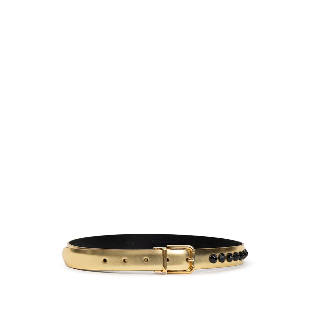 Dolce & Gabbana Gold Leather Belt DO-9584659-80 CM / 32 INCHES