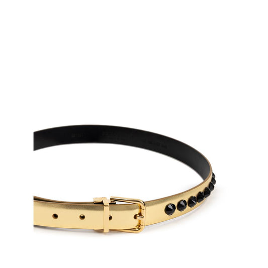 Dolce & Gabbana Gold Leather Belt DO-9584659-80 CM / 32 INCHES
