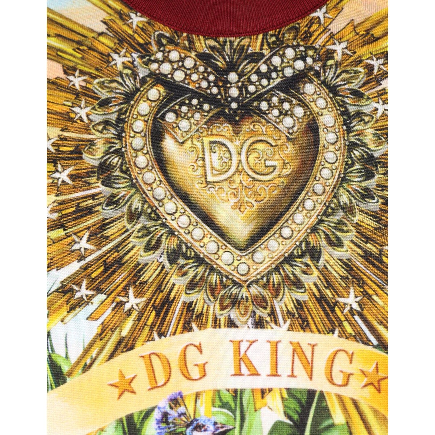 Dolce & Gabbana Tropical Heart Crown Silk Pullover Sweater