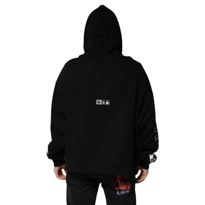 Dolce & Gabbana Black Cotton DG Milano Logo Print Hoodie Sweater