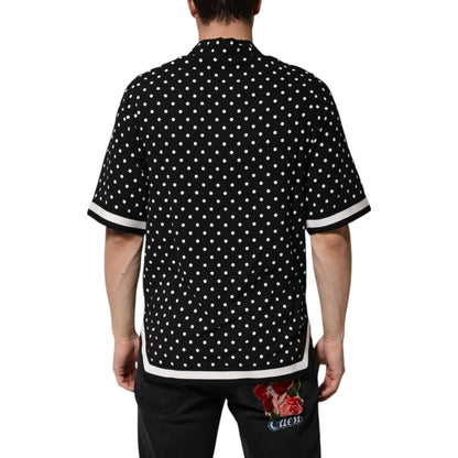 Dolce & Gabbana Black Polka Dot Short Sleeves Collared Polo T-shirt
