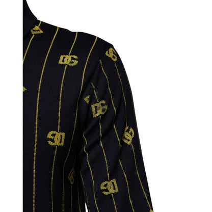 Dolce & Gabbana Black Logo Jacquard Knitted Polo Shirt T-shirt