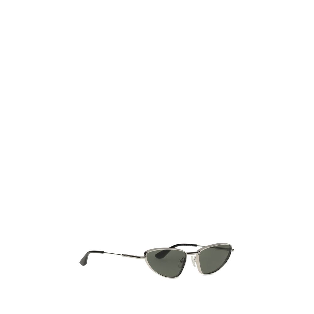 Alexander McQueen Silver Metal Sunglasses with cat-eye design and mirrored lenses
