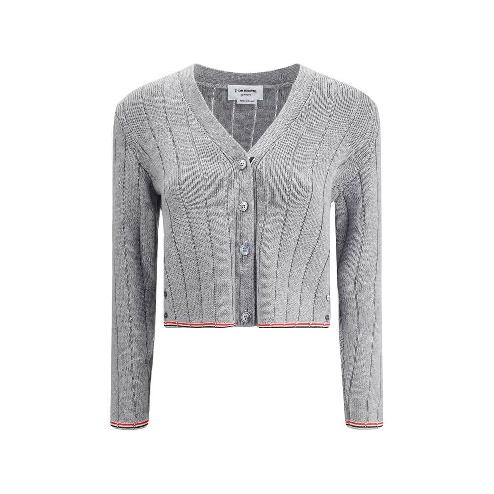 Thom Browne Gray Fleece Wool Cardigan
