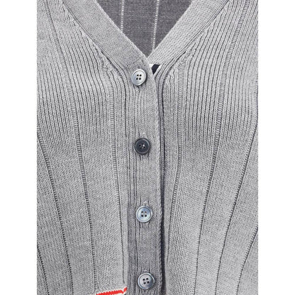 Thom Browne Gray Fleece Wool Cardigan