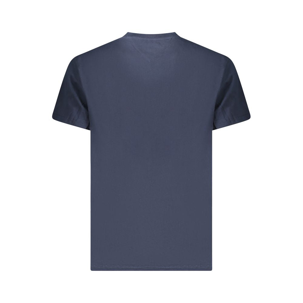 Back view of Tommy Hilfiger Blue Cotton Men T-Shirt showcasing simple design.