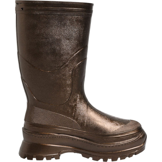 Dolce & Gabbana Metallic Bronze Pull On Rain Boots Shoes LA12769-41