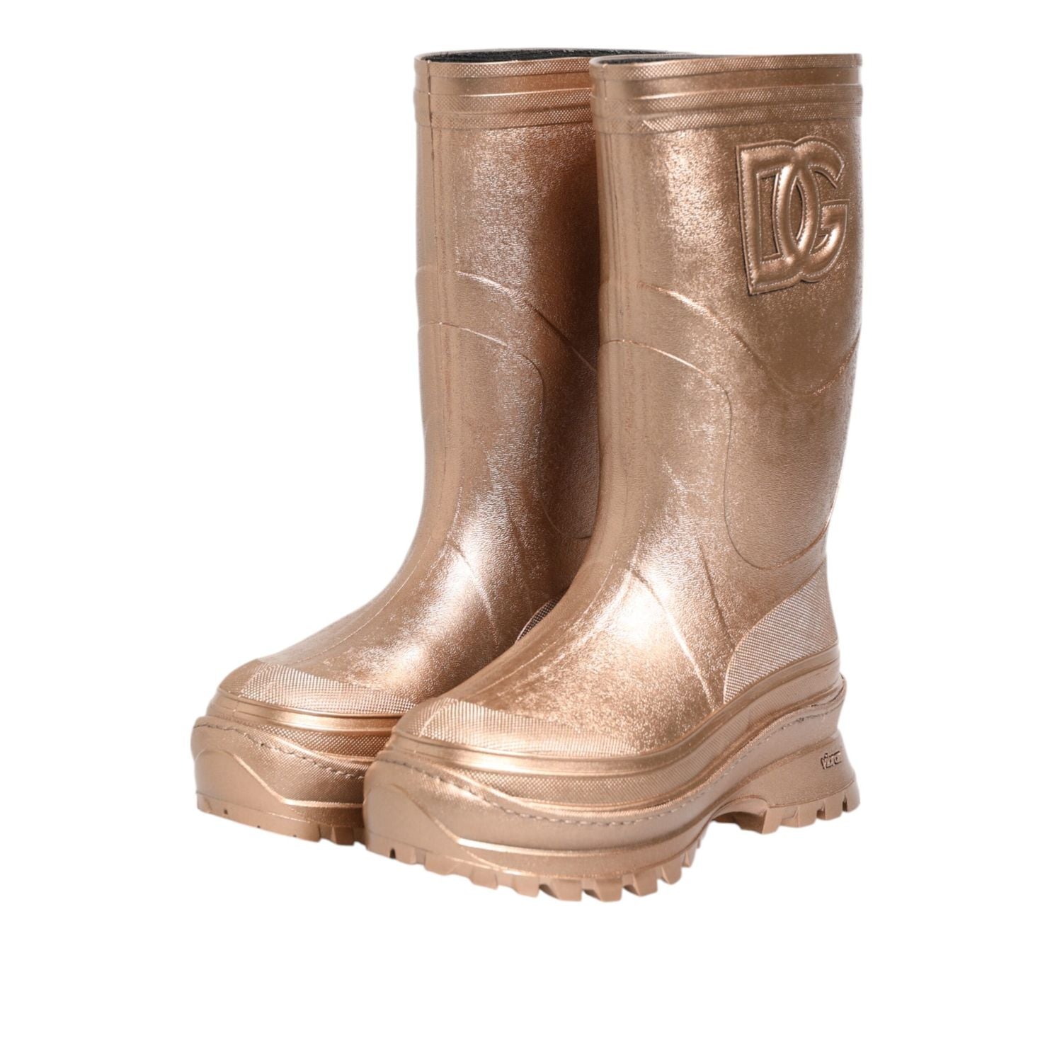 Dolce & Gabbana Rose Gold Rubber Pull On Rain Boots  Shoes