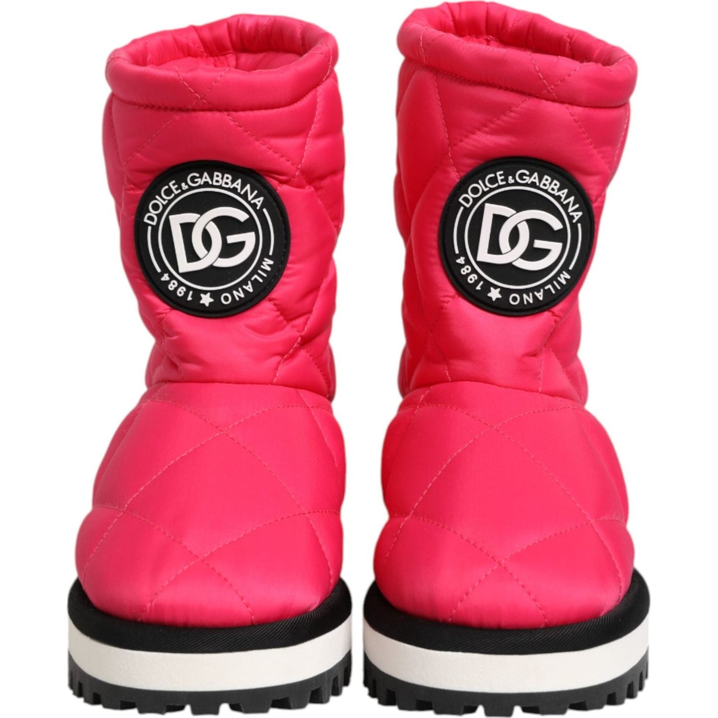 Dolce & Gabbana Pink White Viscose Padded Mid Calf Boots Shoes LA12811 -37