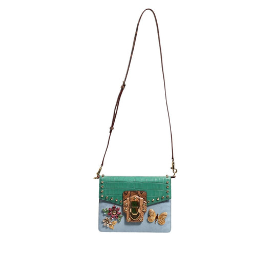 Dolce & Gabbana Blue Green LUCIA Embellished Crossbody Bag