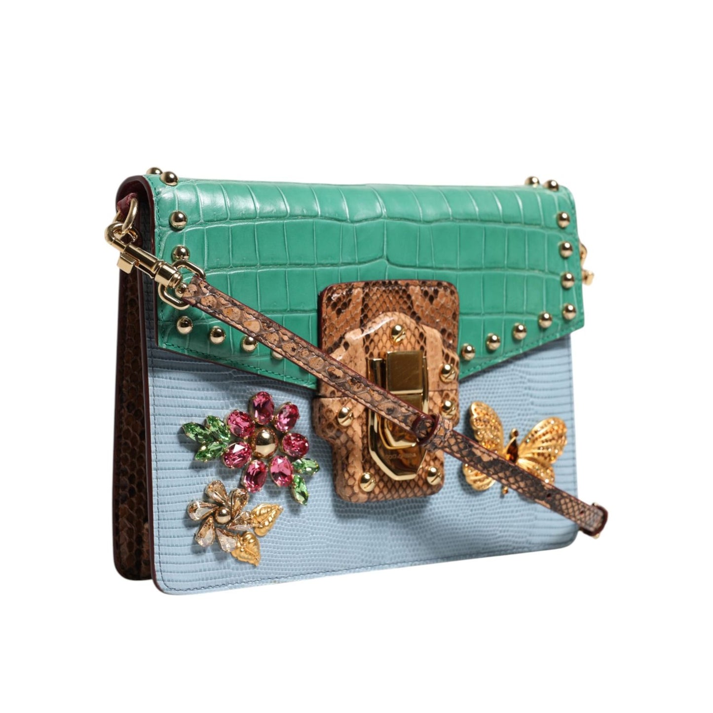Dolce & Gabbana Blue Green LUCIA Embellished Crossbody Bag