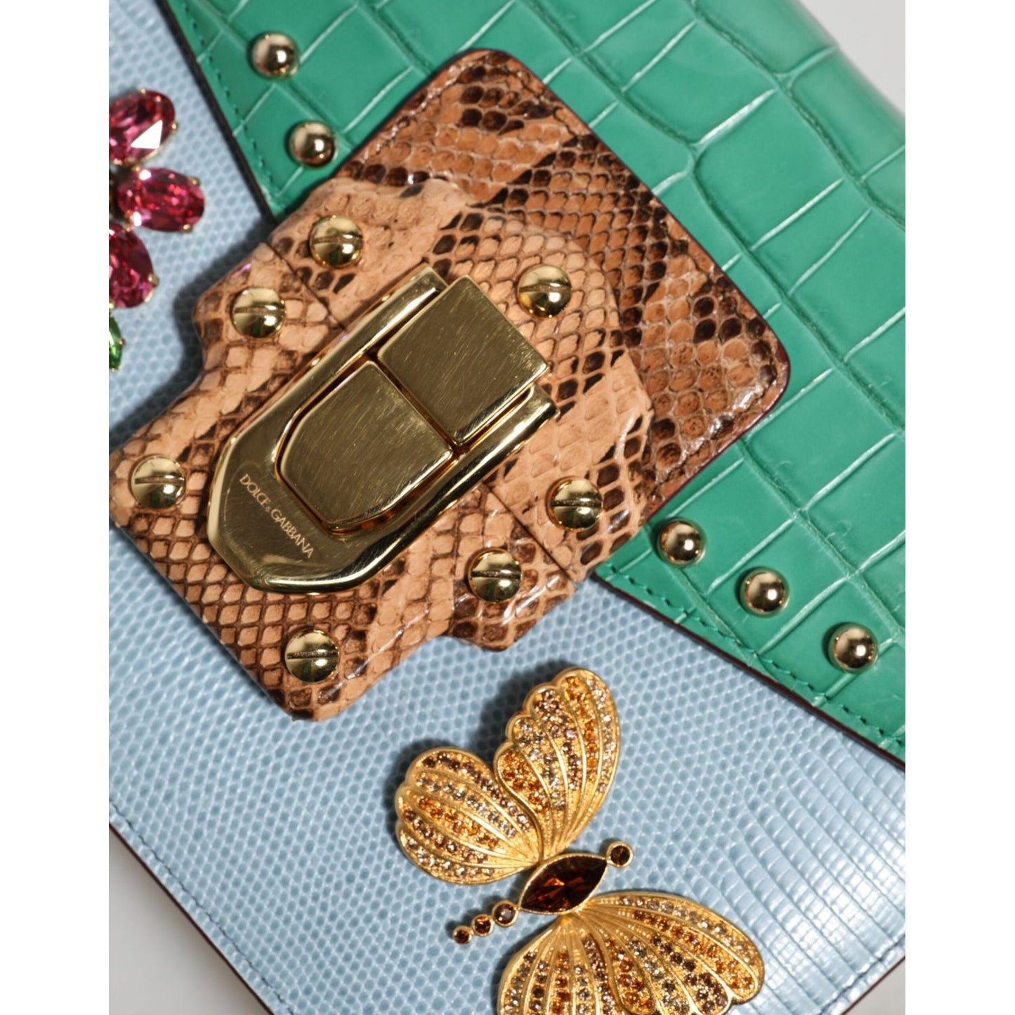 Dolce & Gabbana Blue Green LUCIA Embellished Crossbody Bag