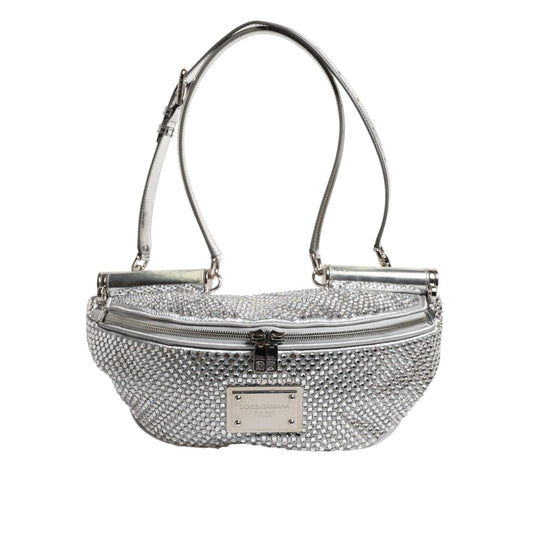 Dolce & Gabbana Silver Crystal-Embellished Belt Strap Bag