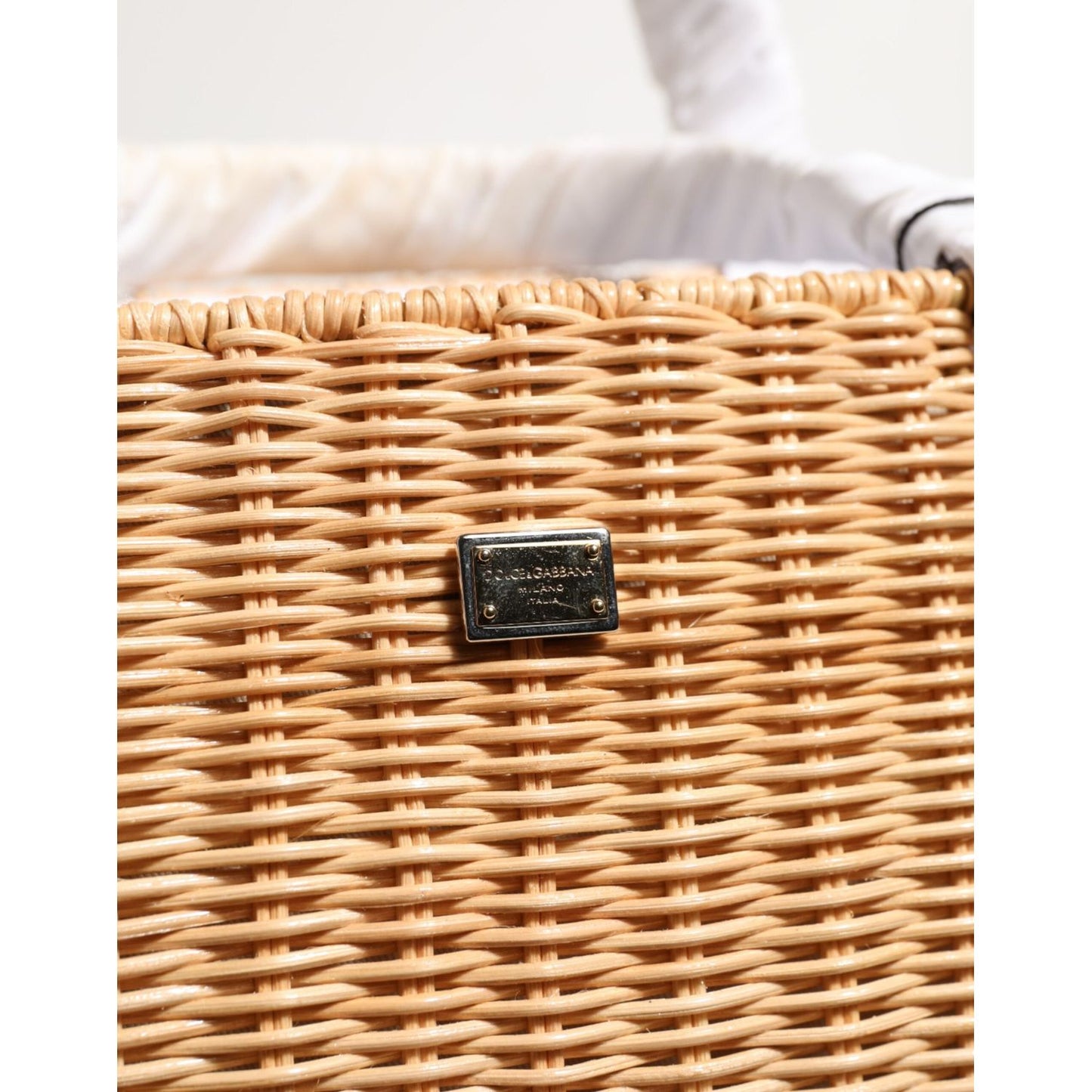 Dolce & Gabbana Beige Fiber Vegetable Basket Handbag Tote Bag