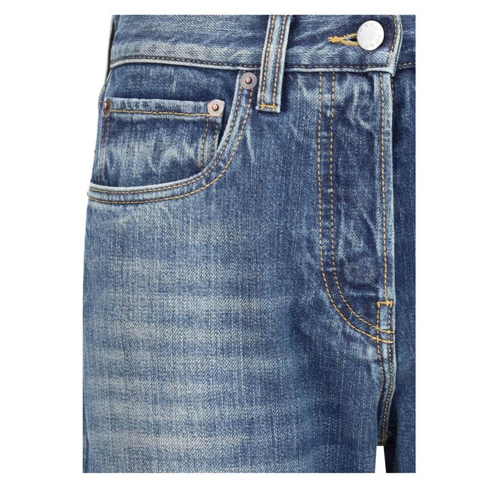 Prada Blue Cotton Straight-Leg Jeans