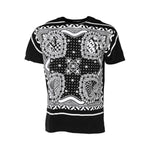 Dolce & Gabbana Black Bandana Print Cotton Crew Neck T-shirt TSH91025-52