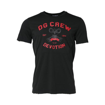 Dolce & Gabbana Black DG Crew Devotion Cotton Crew Neck T-shirt