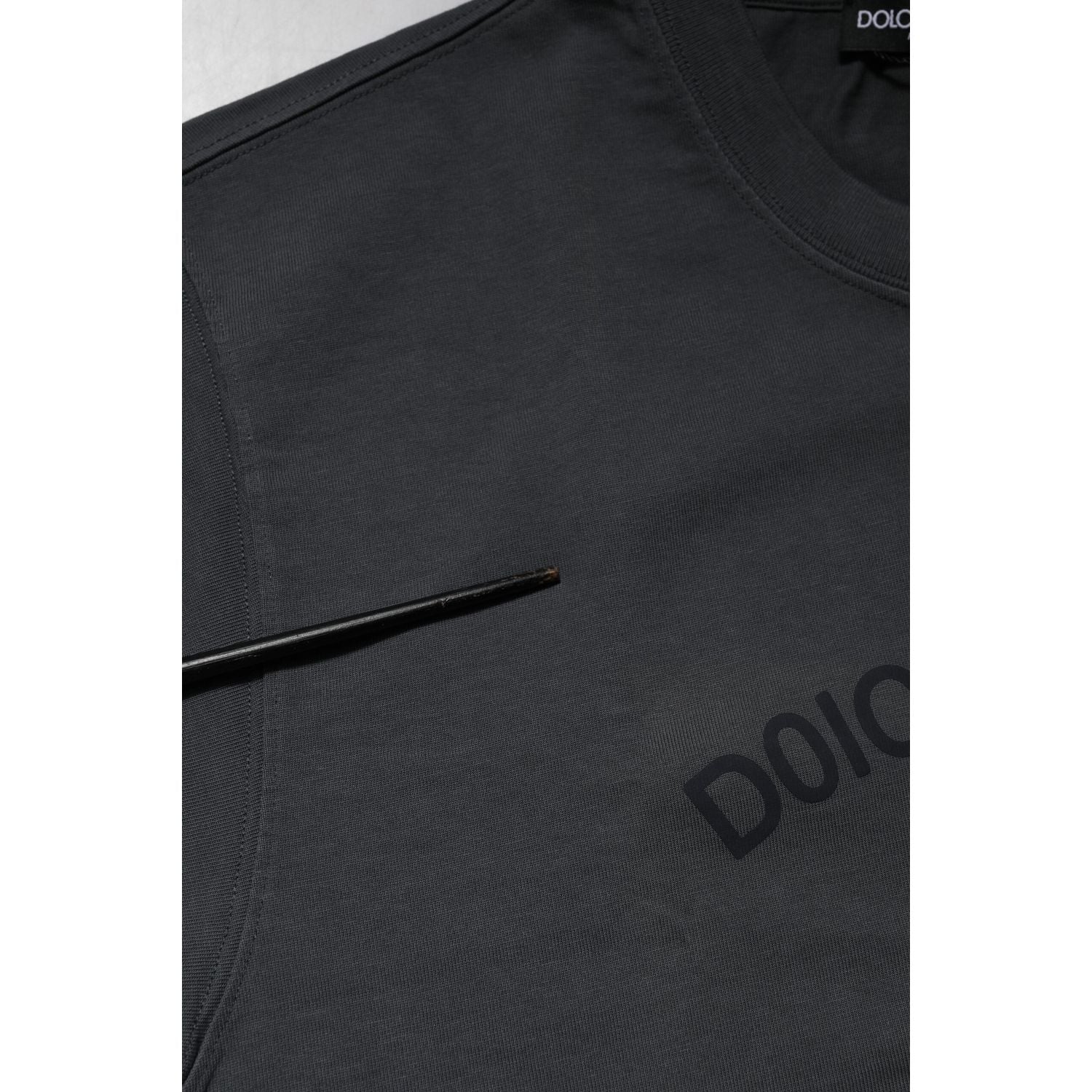Dolce & Gabbana Gray Logo Graphic Cotton Crew Neck T-shirt