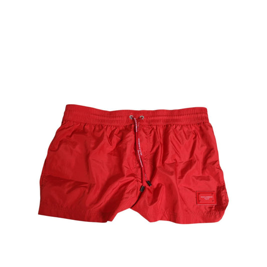 Dolce & Gabbana Red Drawstring Beachwear Shorts Swimwear