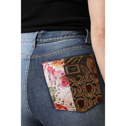 Dolce & Gabbana Multicolor Patchwork Tapered Denim Jeans