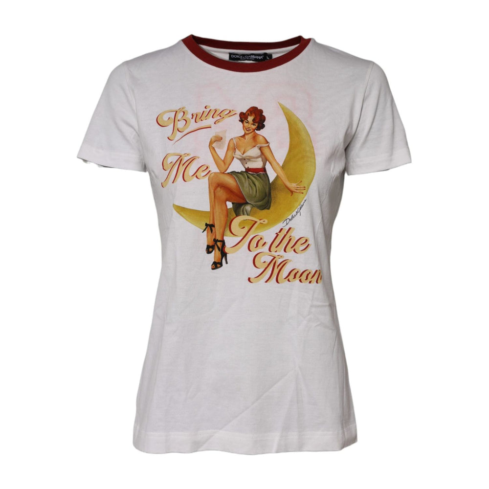 Dolce & Gabbana White Bring Me To The Moon Pin Up T-shirt Top TSH90675-42
