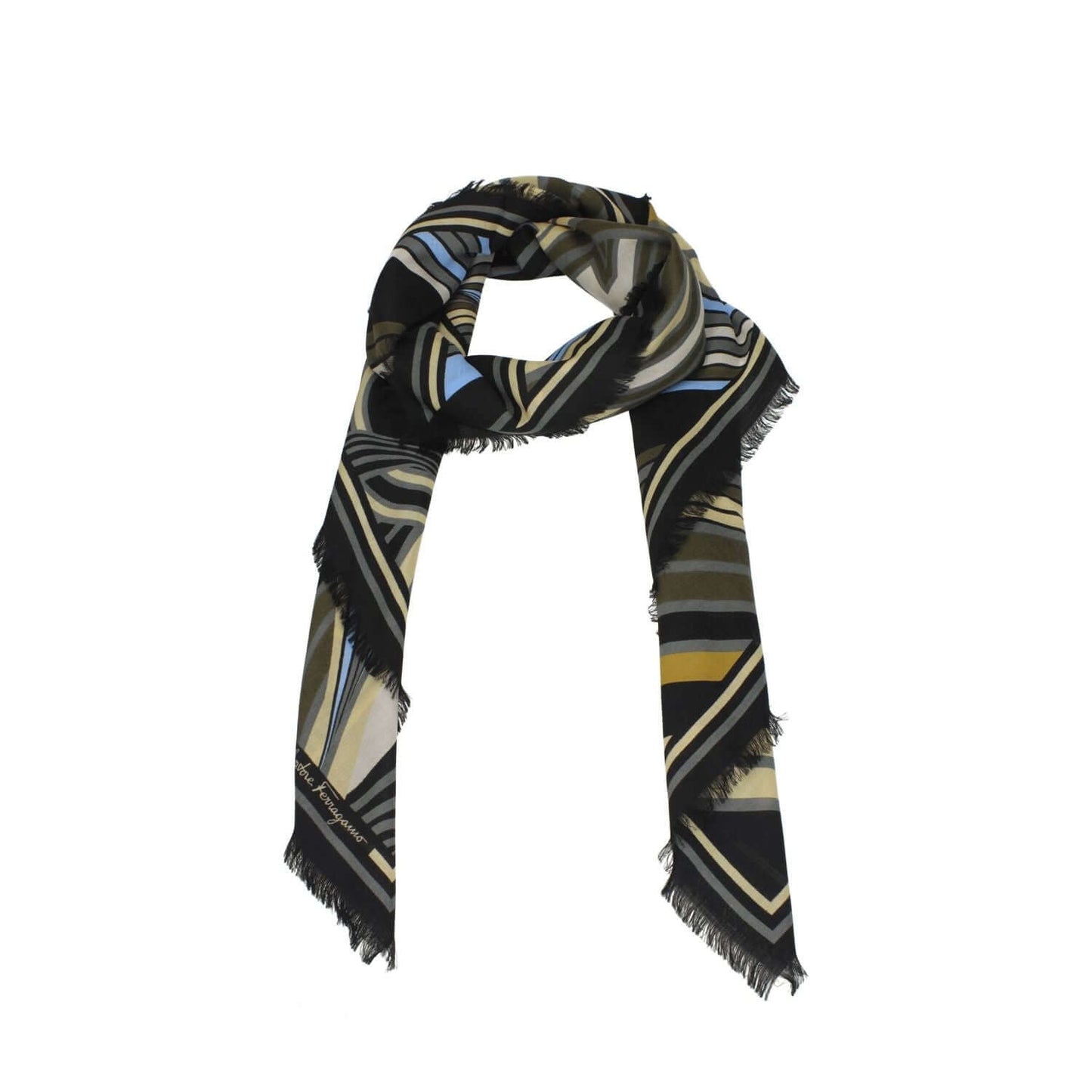 Salvatore Ferragamo Black Wool Foulard