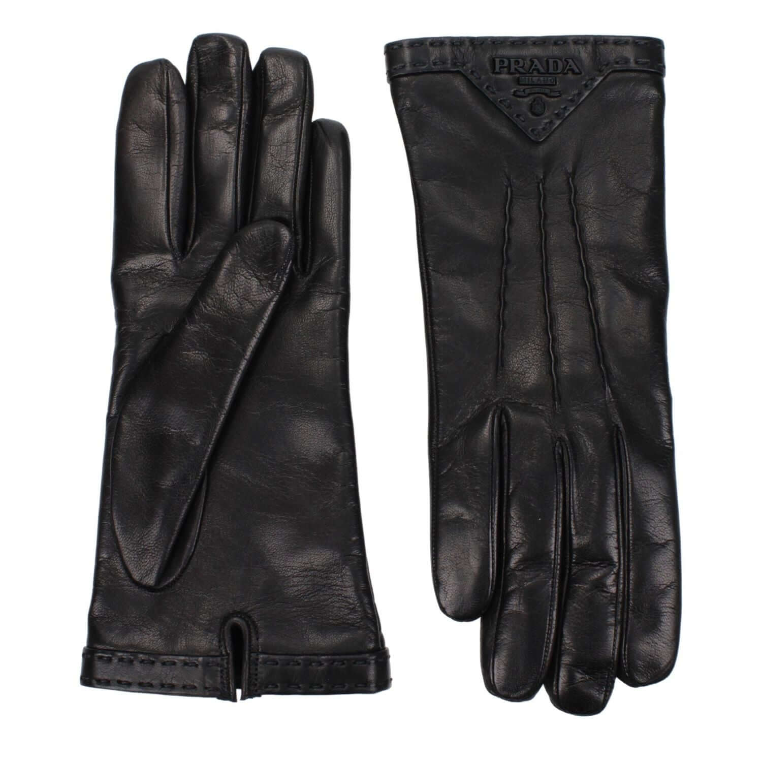 Prada Black Leather Gloves