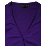 Dolce & Gabbana Purple Wool Knit V-neck Cardigan Sweater TSH90727-46