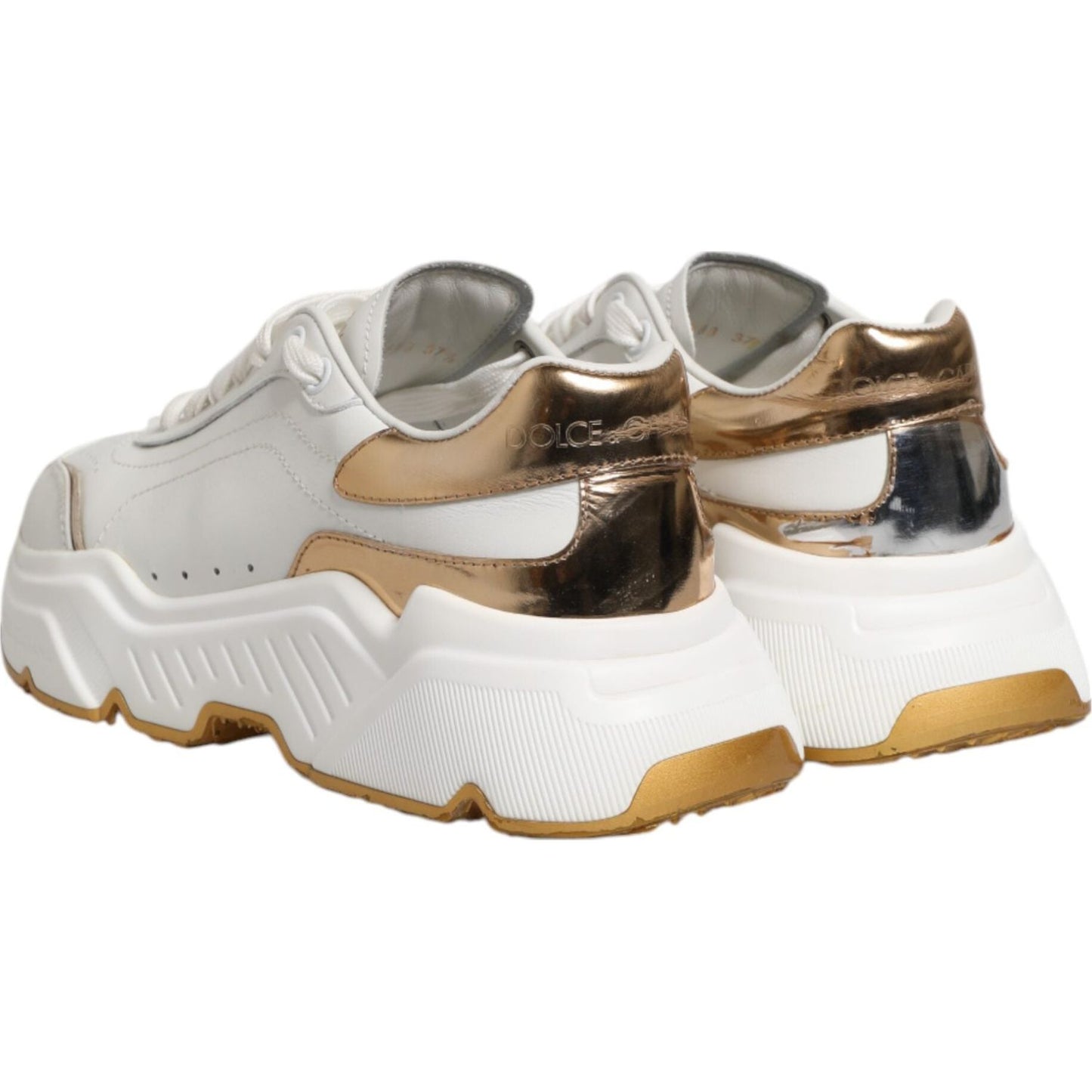 Dolce & Gabbana White Gold DAYMASTER Leather Sneakers Shoes LA12742-37.5